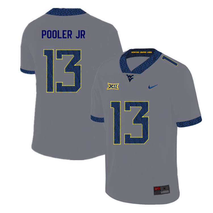 NCAA Men's Jeffery Pooler Jr. West Virginia Mountaineers Gray #13 Nike Stitched Football College 2019 Authentic Jersey HS23X75KG
